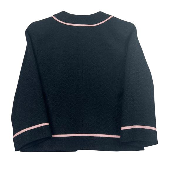 CO-OP Black Tweed Cropped Jacket Blazer Pink Trim Classic Old Money Timeless M - Picture 5 of 8